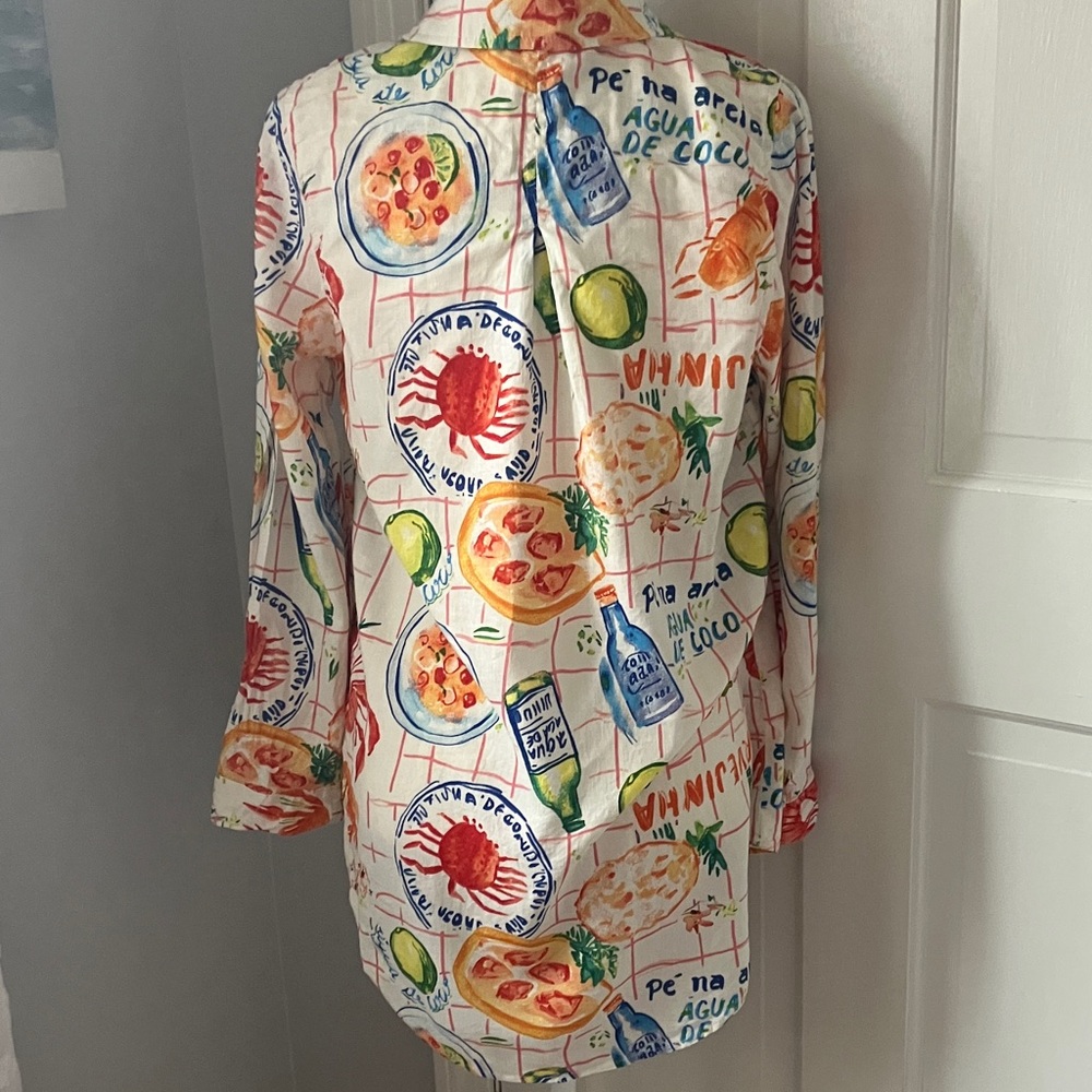 Colorful crawfish crab shrimp boil seafood themed shirt blouse Large - Picture 7 of 12